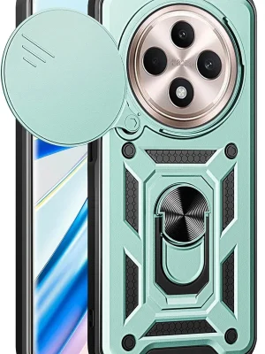 Newface Xiaomi Redmi 14C Kılıf Pars Lens Yüzüklü Silikon - Yeşil