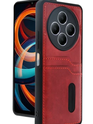 Newface Xiaomi Redmi 14C Kılıf Sara Kartvizitli Deri Kılıf - Kırmızı