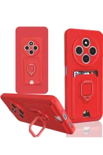 Newface Xiaomi Redmi 14C Kılıf Zuma Kartvizitli Yüzüklü Silikon - Kırmızı