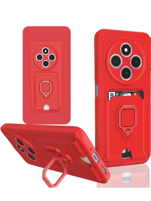 Newface Xiaomi Redmi 14C Kılıf Zuma Kartvizitli Yüzüklü Silikon - Kırmızı