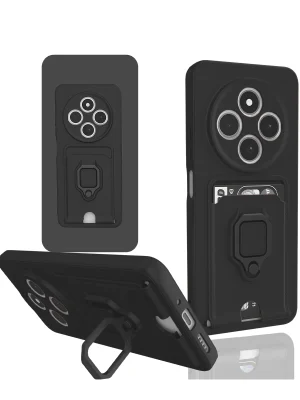 Newface Xiaomi Redmi 14C Kılıf Zuma Kartvizitli Yüzüklü Silikon - Siyah