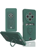 Newface Xiaomi Redmi 14C Kılıf Zuma Kartvizitli Yüzüklü Silikon - Yeşil