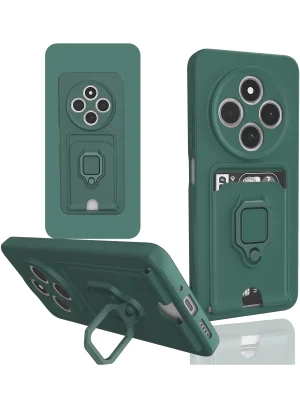 Newface Xiaomi Redmi 14C Kılıf Zuma Kartvizitli Yüzüklü Silikon - Yeşil