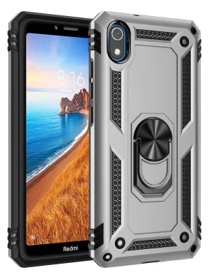 Newface Xiaomi Redmi 7A Kılıf Sofya Yüzüklü Silikon Kapak - Gümüş