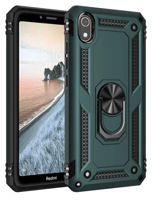 Newface Xiaomi Redmi 7A Kılıf Sofya Yüzüklü Silikon Kapak - Yeşil