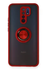Newface Xiaomi Redmi 9 Kılıf Montreal Yüzüklü Silikon Kapak - Kırmızı