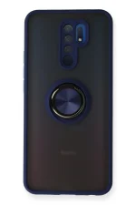 Newface Xiaomi Redmi 9 Kılıf Montreal Yüzüklü Silikon Kapak - Lacivert