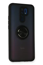 Newface Xiaomi Redmi 9 Kılıf Montreal Yüzüklü Silikon Kapak - Siyah - Görsel 2
