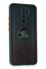 Newface Xiaomi Redmi 9 Kılıf Montreal Yüzüklü Silikon Kapak - Yeşil - Görsel 2