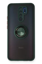 Newface Xiaomi Redmi 9 Kılıf Montreal Yüzüklü Silikon Kapak - Yeşil