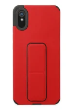 Newface Xiaomi Redmi 9A Kılıf Mega Standlı Silikon - Kırmızı