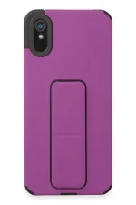 Newface Xiaomi Redmi 9A Kılıf Mega Standlı Silikon - Mor