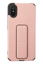 Newface Xiaomi Redmi 9A Kılıf Mega Standlı Silikon - Pudra