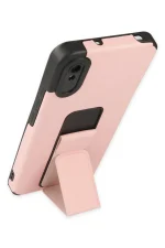 Newface Xiaomi Redmi 9A Kılıf Mega Standlı Silikon - Pudra - Görsel 3