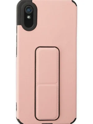 Newface Xiaomi Redmi 9A Kılıf Mega Standlı Silikon - Pudra
