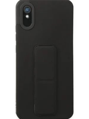 Newface Xiaomi Redmi 9A Kılıf Mega Standlı Silikon - Siyah
