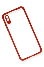 Newface Xiaomi Redmi 9A Kılıf Miami Şeffaf Silikon - Kırmızı - Görsel 3