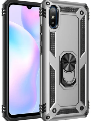 Newface Xiaomi Redmi 9A Kılıf Sofya Yüzüklü Silikon Kapak - Gümüş