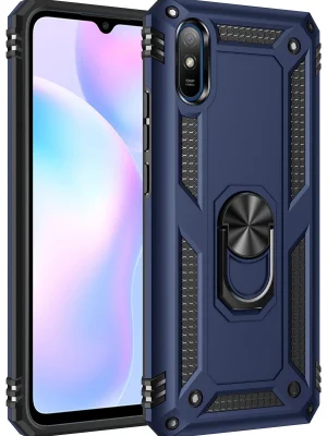Newface Xiaomi Redmi 9A Kılıf Sofya Yüzüklü Silikon Kapak - Lacivert