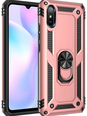 Newface Xiaomi Redmi 9A Kılıf Sofya Yüzüklü Silikon Kapak - Rose