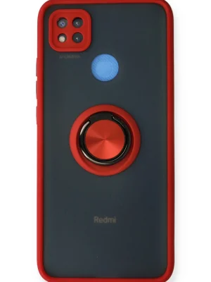 Newface Xiaomi Redmi 9C Kılıf Montreal Yüzüklü Silikon Kapak - Kırmızı