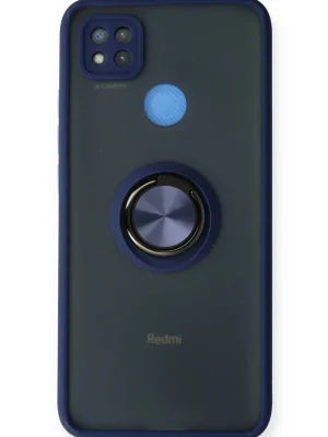 Newface Xiaomi Redmi 9C Kılıf Montreal Yüzüklü Silikon Kapak - Lacivert