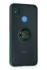 Newface Xiaomi Redmi 9C Kılıf Montreal Yüzüklü Silikon Kapak - Yeşil - Görsel 2