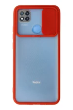 Newface Xiaomi Redmi 9C Kılıf Palm Buzlu Kamera Sürgülü Silikon - Kırmızı