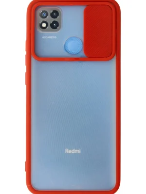 Newface Xiaomi Redmi 9C Kılıf Palm Buzlu Kamera Sürgülü Silikon - Kırmızı