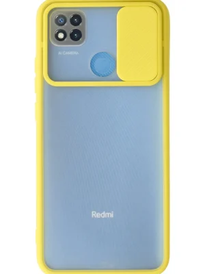 Newface Xiaomi Redmi 9C Kılıf Palm Buzlu Kamera Sürgülü Silikon - Sarı