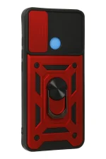 Newface Xiaomi Redmi 9C Kılıf Pars Lens Yüzüklü Silikon - Kırmızı - Görsel 2