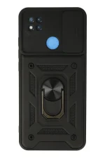 Newface Xiaomi Redmi 9C Kılıf Pars Lens Yüzüklü Silikon - Siyah