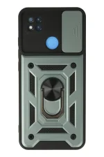 Newface Xiaomi Redmi 9C Kılıf Pars Lens Yüzüklü Silikon - Yeşil