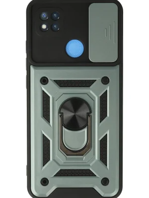 Newface Xiaomi Redmi 9C Kılıf Pars Lens Yüzüklü Silikon - Yeşil