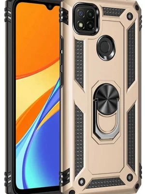 Newface Xiaomi Redmi 9C Kılıf Sofya Yüzüklü Silikon Kapak - Gold