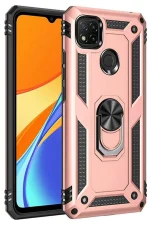 Newface Xiaomi Redmi 9C Kılıf Sofya Yüzüklü Silikon Kapak - Rose