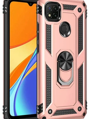 Newface Xiaomi Redmi 9C Kılıf Sofya Yüzüklü Silikon Kapak - Rose