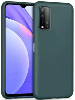 Newface Xiaomi Redmi 9T Kılıf Nano içi Kadife Silikon - Koyu Yeşil