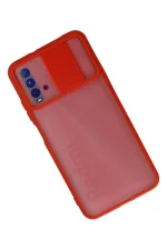 Newface Xiaomi Redmi 9T Kılıf Palm Buzlu Kamera Sürgülü Silikon - Kırmızı - Görsel 2