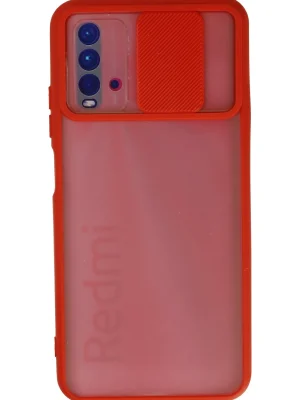 Newface Xiaomi Redmi 9T Kılıf Palm Buzlu Kamera Sürgülü Silikon - Kırmızı