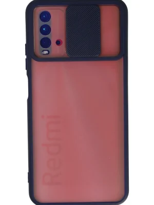 Newface Xiaomi Redmi 9T Kılıf Palm Buzlu Kamera Sürgülü Silikon - Lacivert