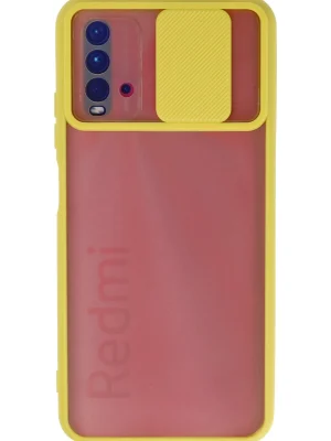 Newface Xiaomi Redmi 9T Kılıf Palm Buzlu Kamera Sürgülü Silikon - Sarı