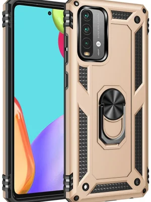 Newface Xiaomi Redmi 9T Kılıf Sofya Yüzüklü Silikon Kapak - Gold