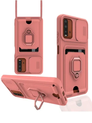 Newface Xiaomi Redmi 9T Kılıf Zuma Kartvizitli Yüzüklü Silikon - Pembe