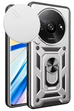 Newface Xiaomi Redmi A3 4G Kılıf Pars Lens Yüzüklü Silikon - Gümüş