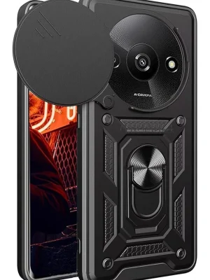 Newface Xiaomi Redmi A3 4G Kılıf Pars Lens Yüzüklü Silikon - Siyah