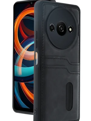 Newface Xiaomi Redmi A3 4G Kılıf Sara Kartvizitli Deri Kılıf - Siyah