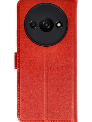 Newface Xiaomi Redmi A3 4G Kılıf Trend S Plus Kapaklı Kılıf - Kırmızı