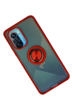 Newface Xiaomi Redmi K40 Kılıf Montreal Yüzüklü Silikon Kapak - Kırmızı - Görsel 2