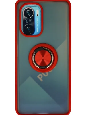 Newface Xiaomi Redmi K40 Kılıf Montreal Yüzüklü Silikon Kapak - Kırmızı